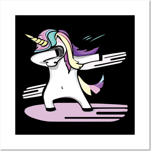 Dabbing Unicorn T Shirt Unicorn Dab T Shirt Unicorn Gift Wall Art by ChristianCrecenzio